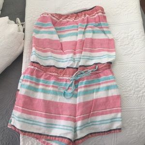 multi colored strapless romper!